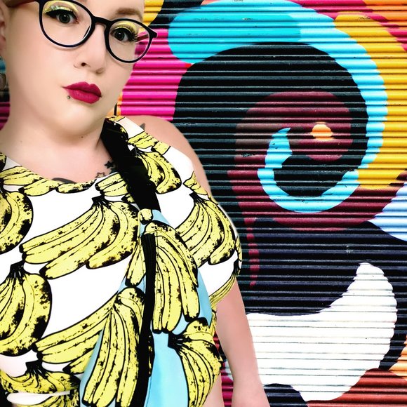 Brand New! Aqua Banana Print Fanny Pack/Crossbody Bag - Picture 2 of 7